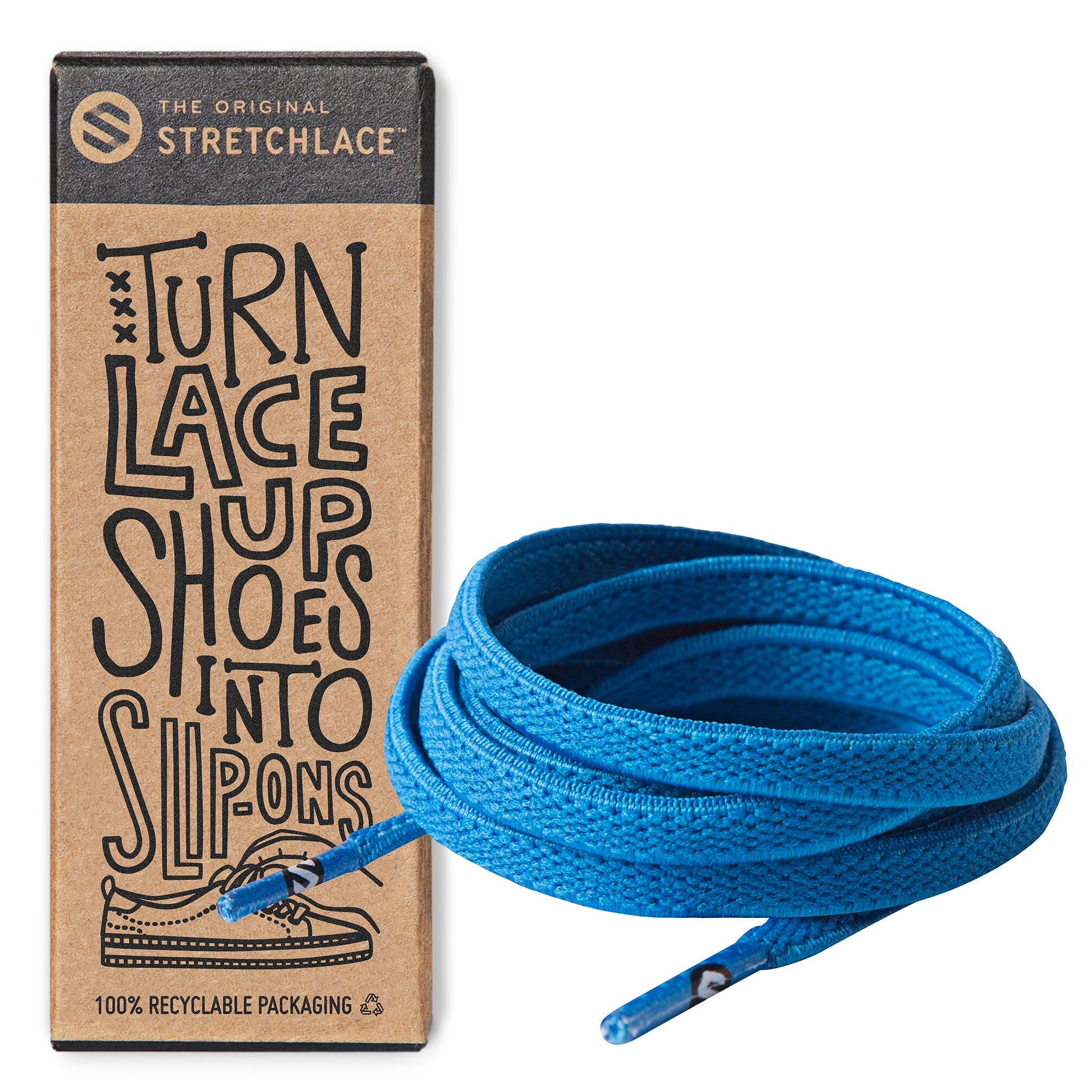 Neon Blue Flat Elastic Stretch Shoelaces