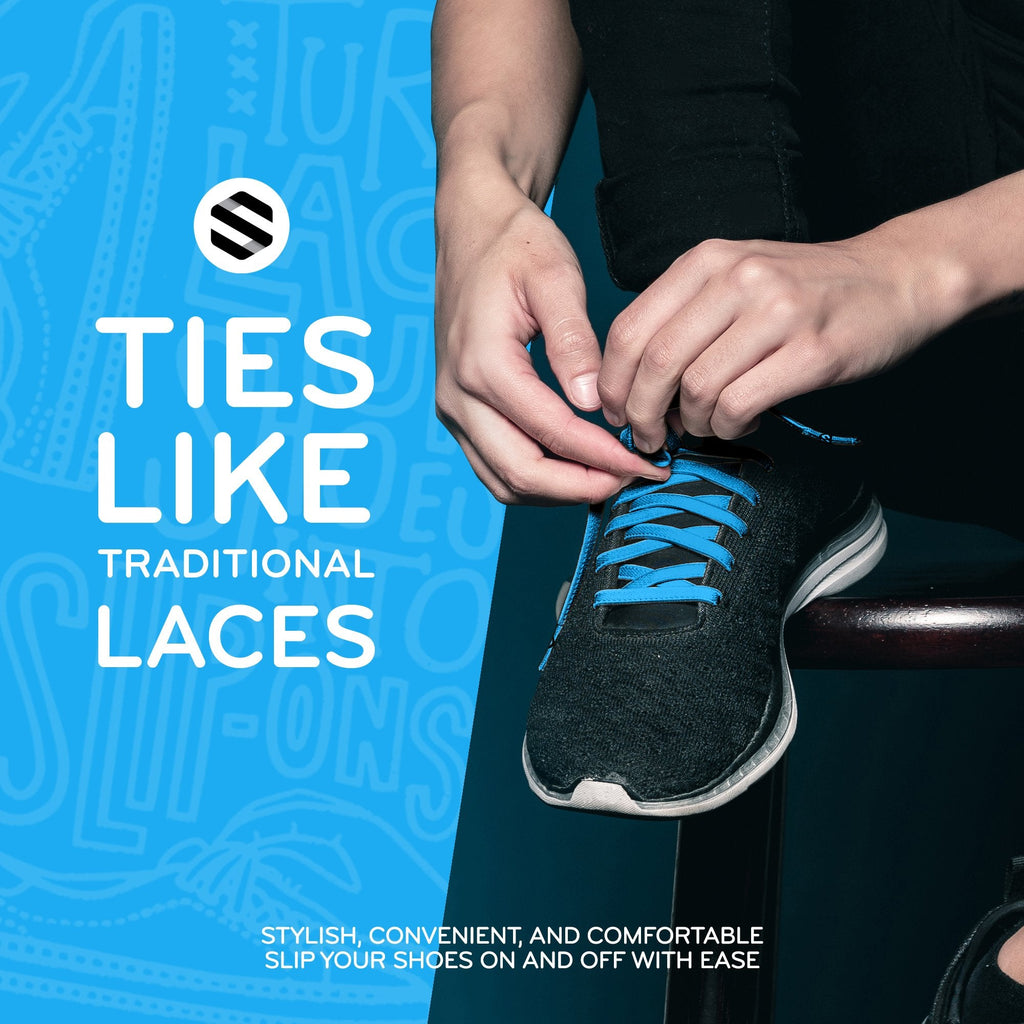 Neon Blue Flat Elastic Stretch Shoelaces