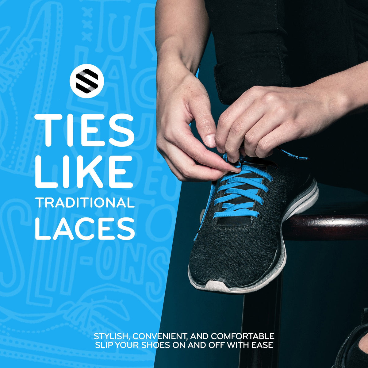 Neon Blue Flat Elastic Stretch Shoelaces