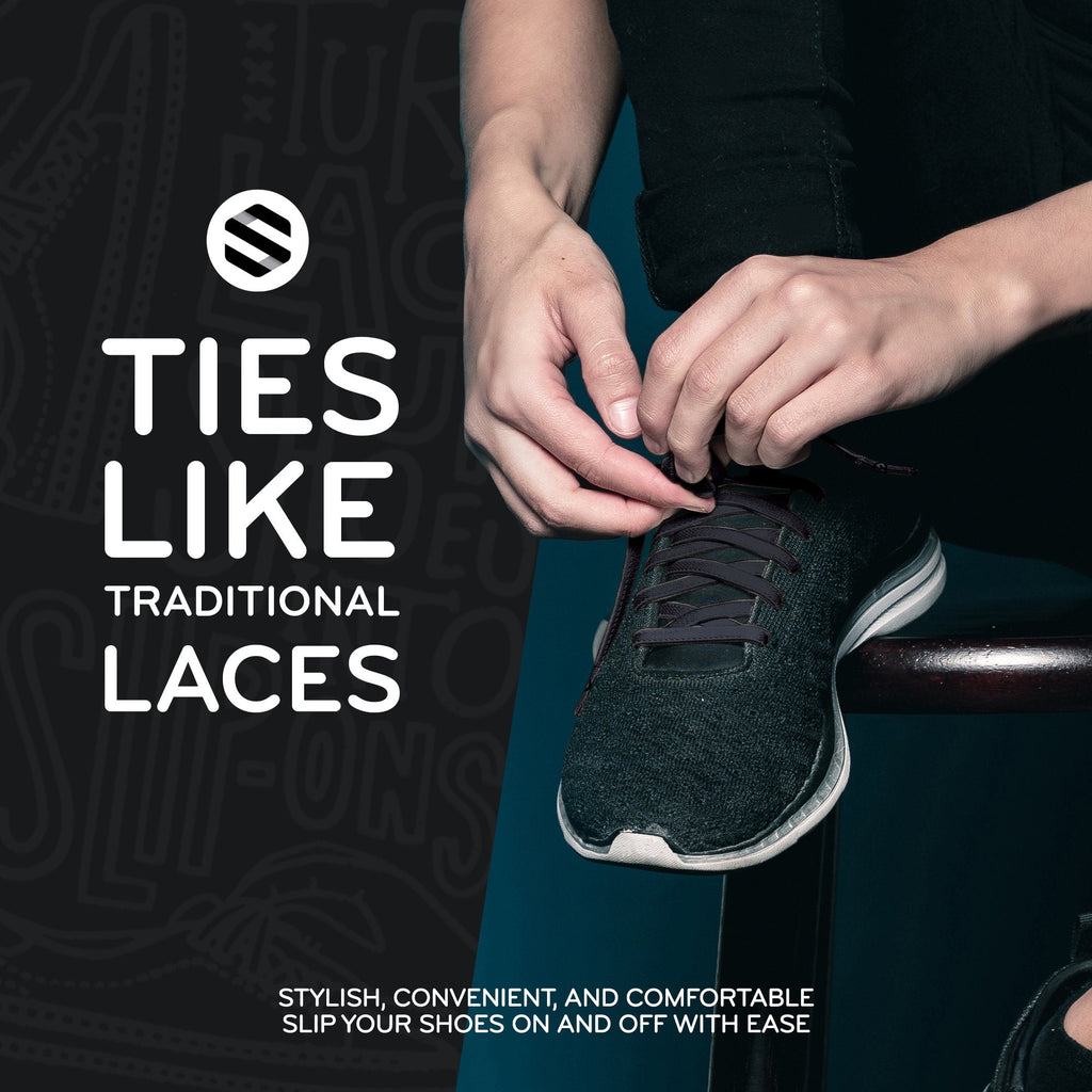 Black Flat Elastic Stretch Shoelaces