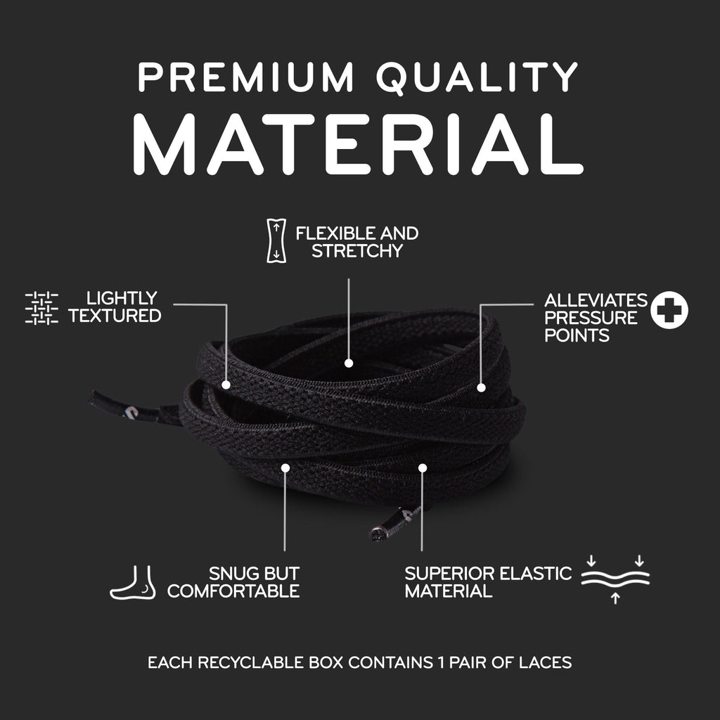 Black Flat Elastic Stretch Shoelaces