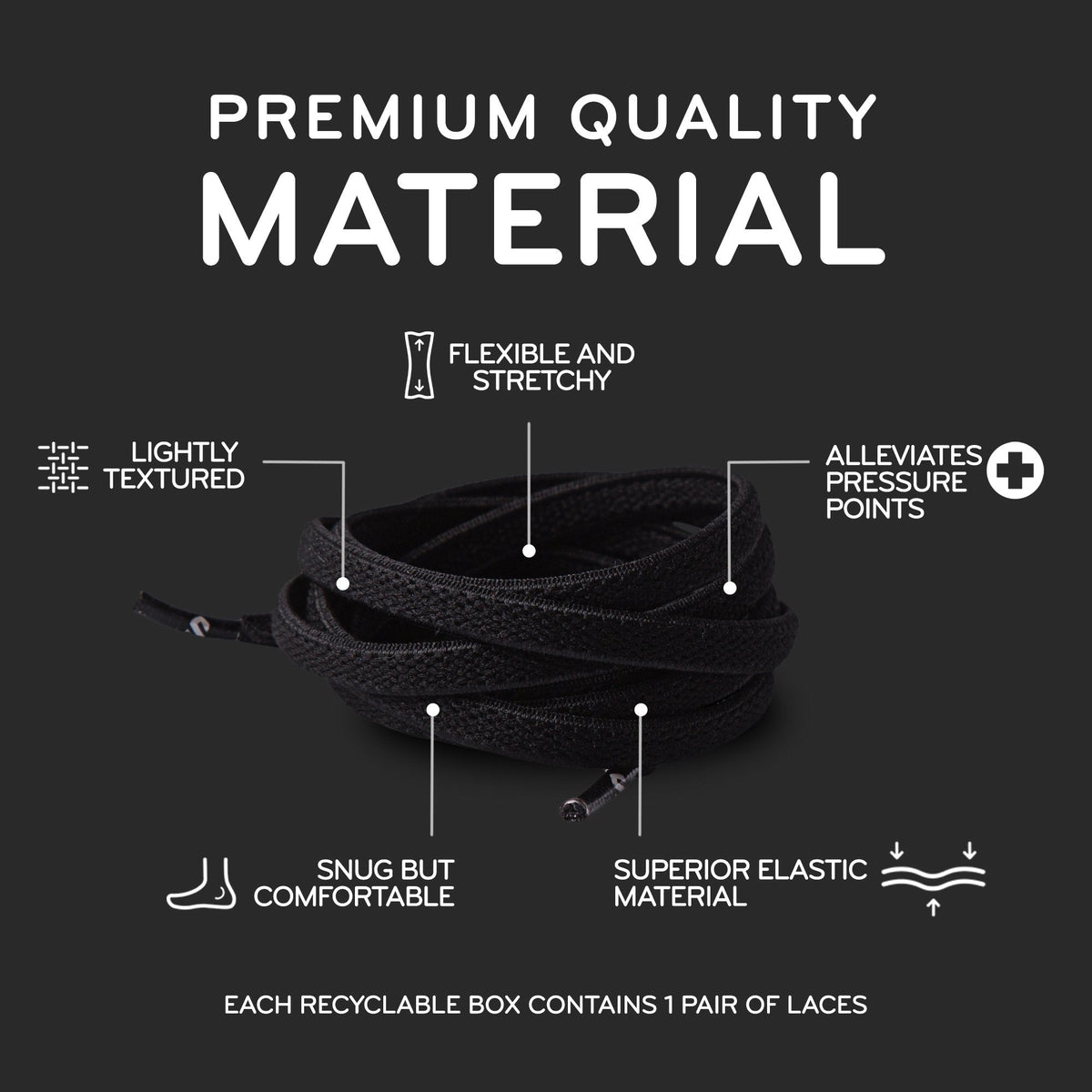 Black Flat Elastic Stretch Shoelaces