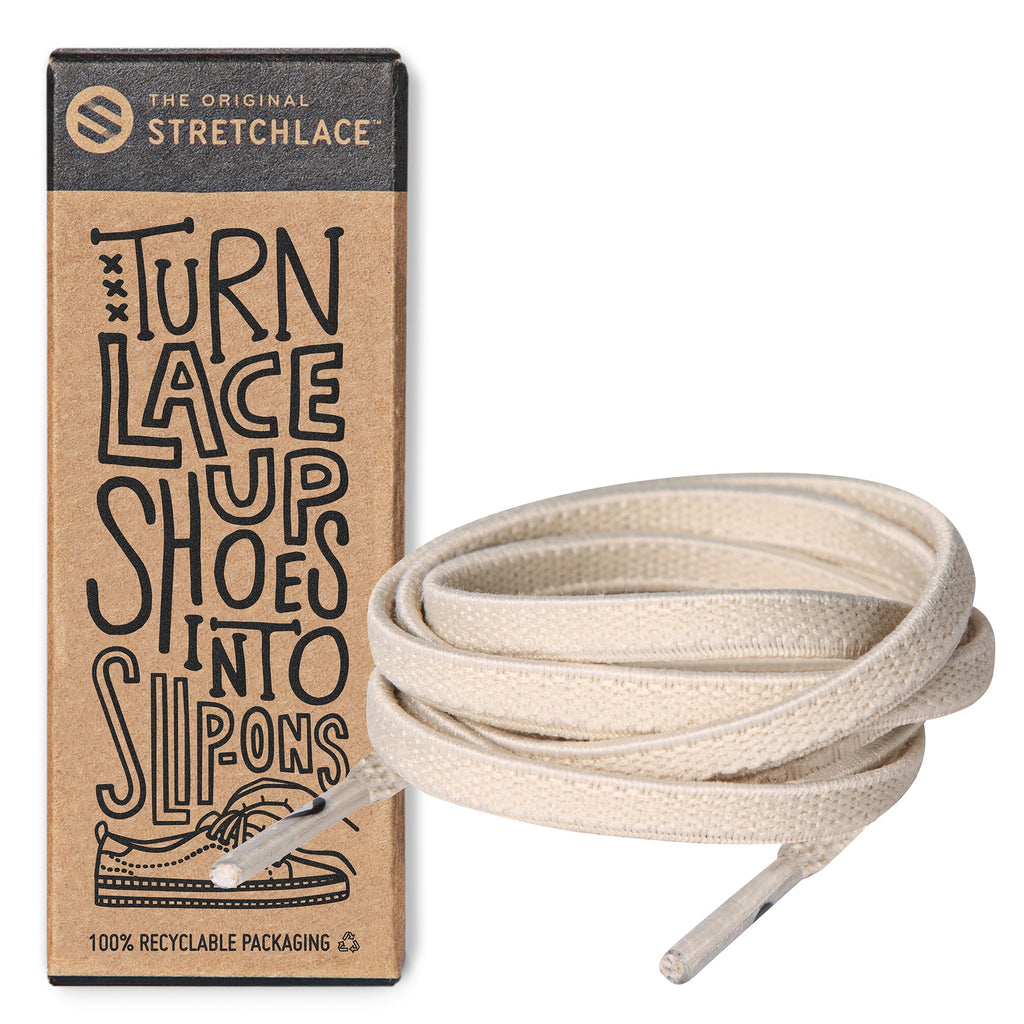 Ivory Flat Elastic Stretch Shoelaces