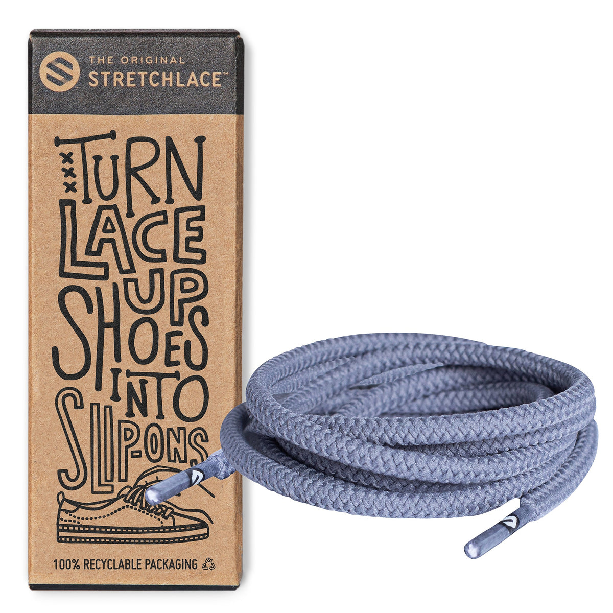 Light Grey Round Elastic Stretch Shoelaces