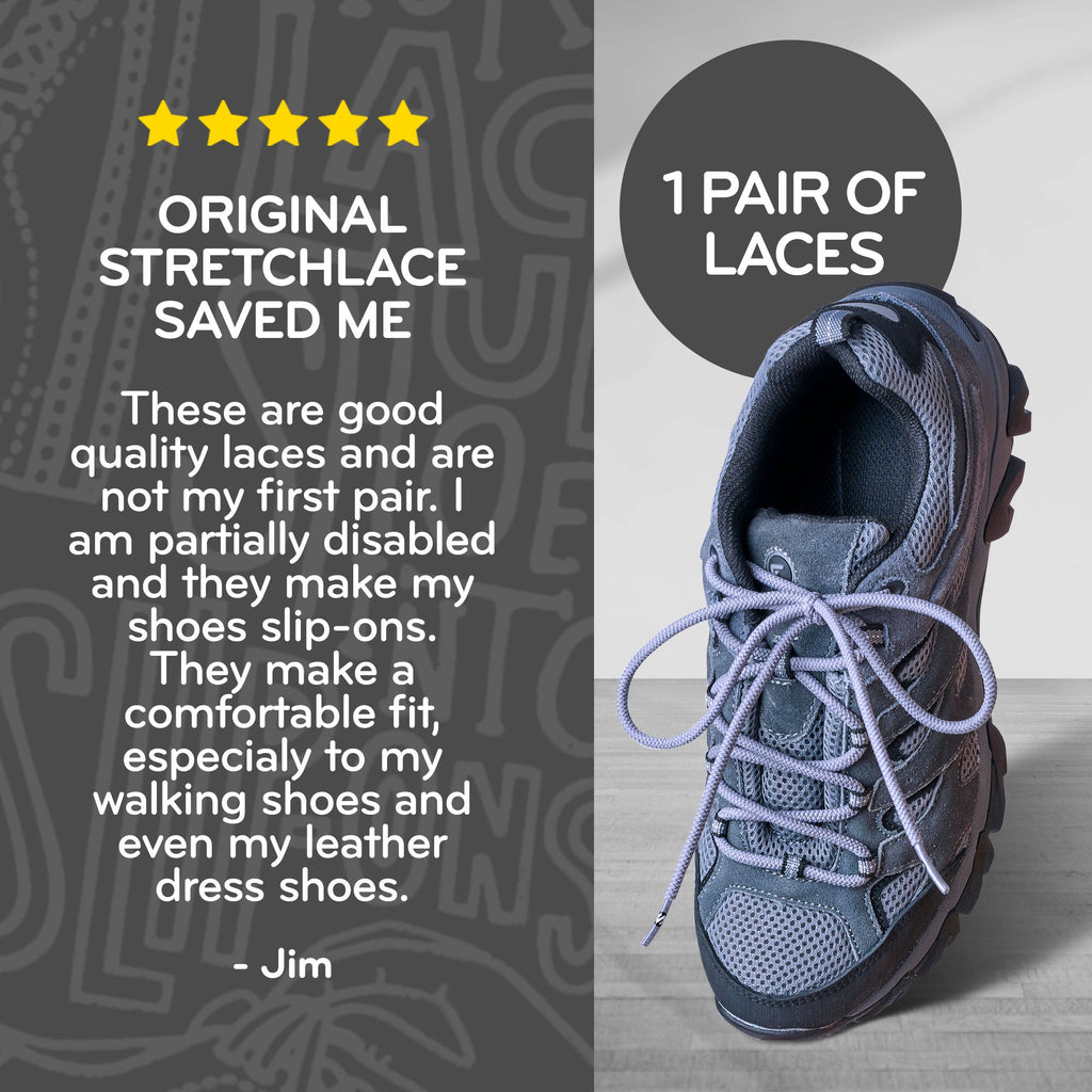 Light Grey Round Elastic Stretch Shoelaces