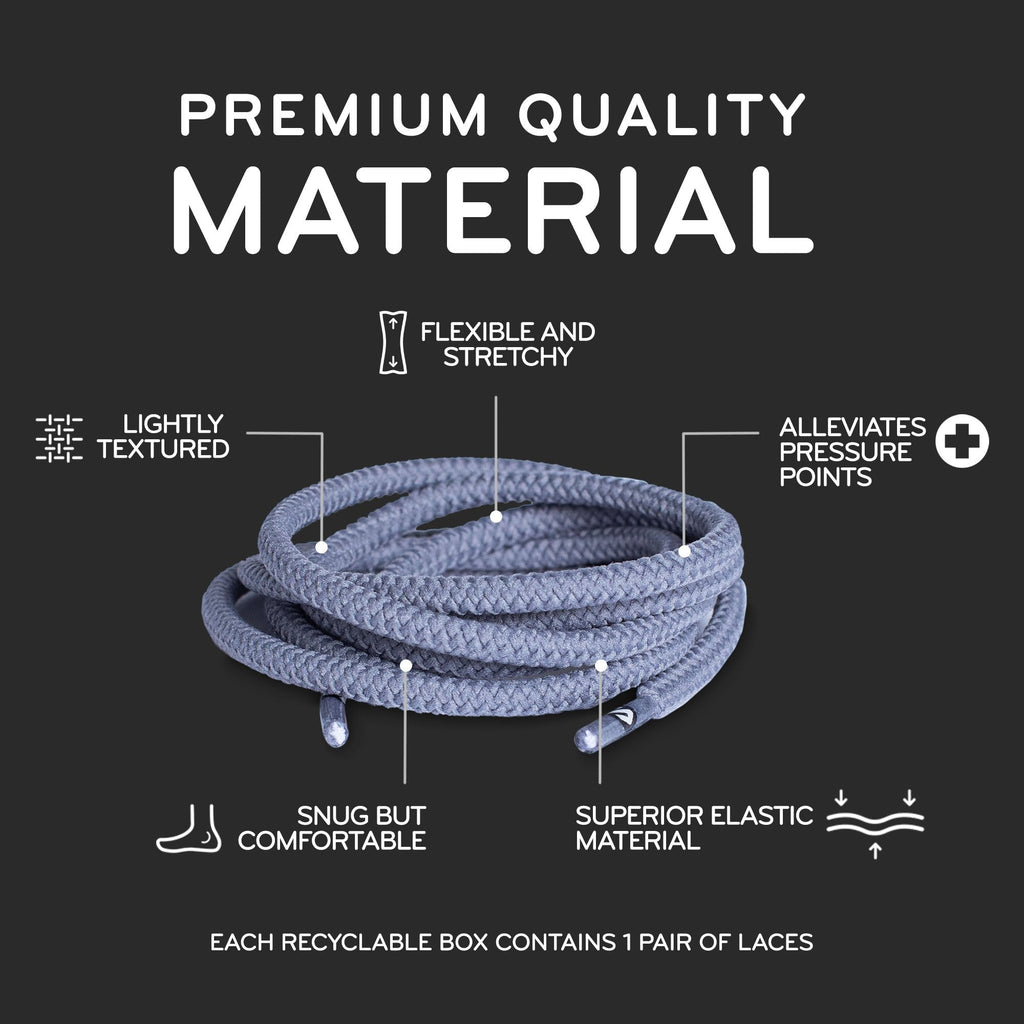 Light Grey Round Elastic Stretch Shoelaces