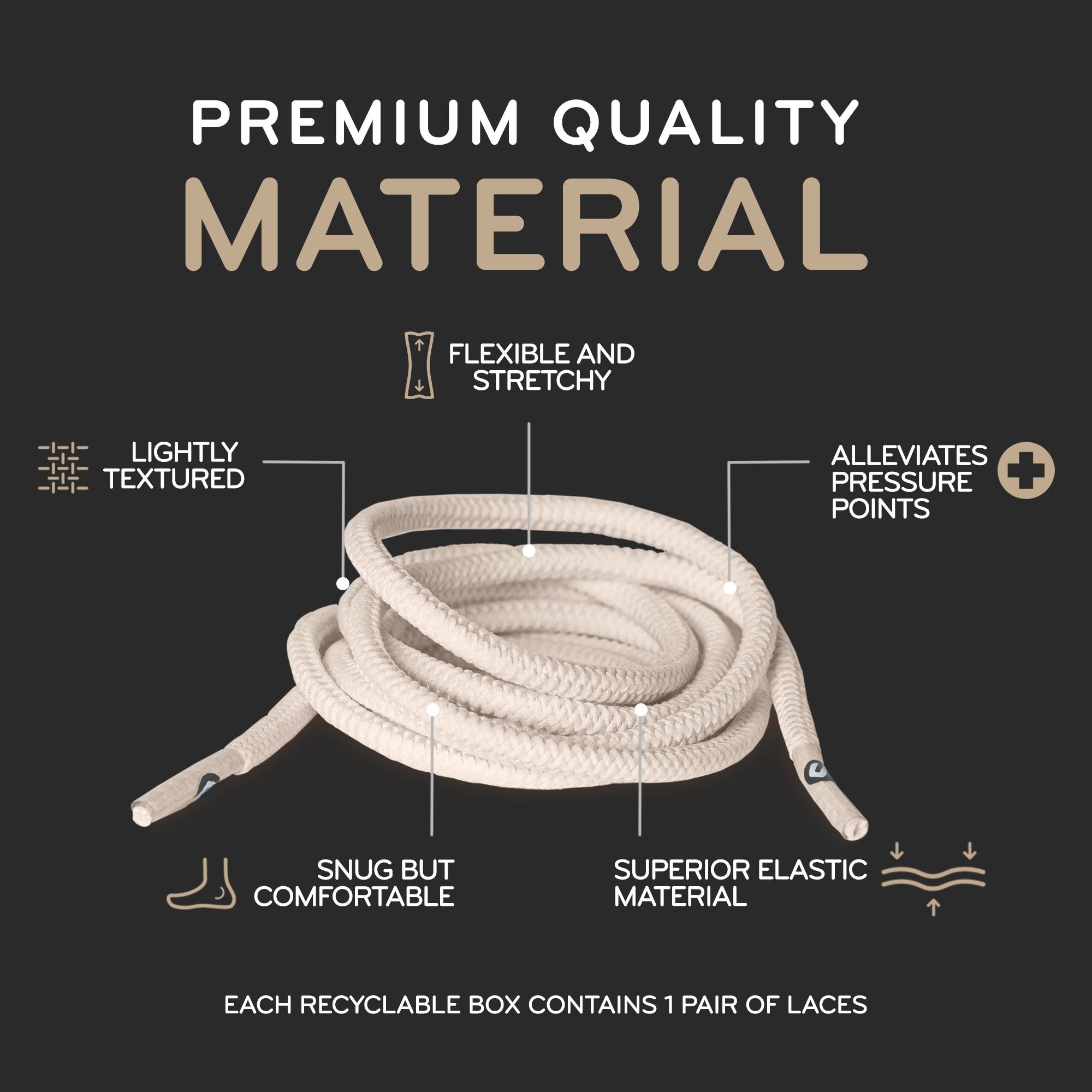 Ivory Round Elastic Stretch Shoelaces